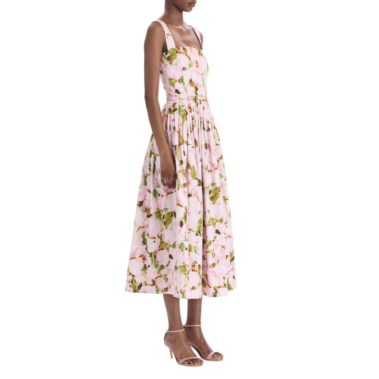 Sleeveless Watercolor Iris Poplin Day Dress image number null