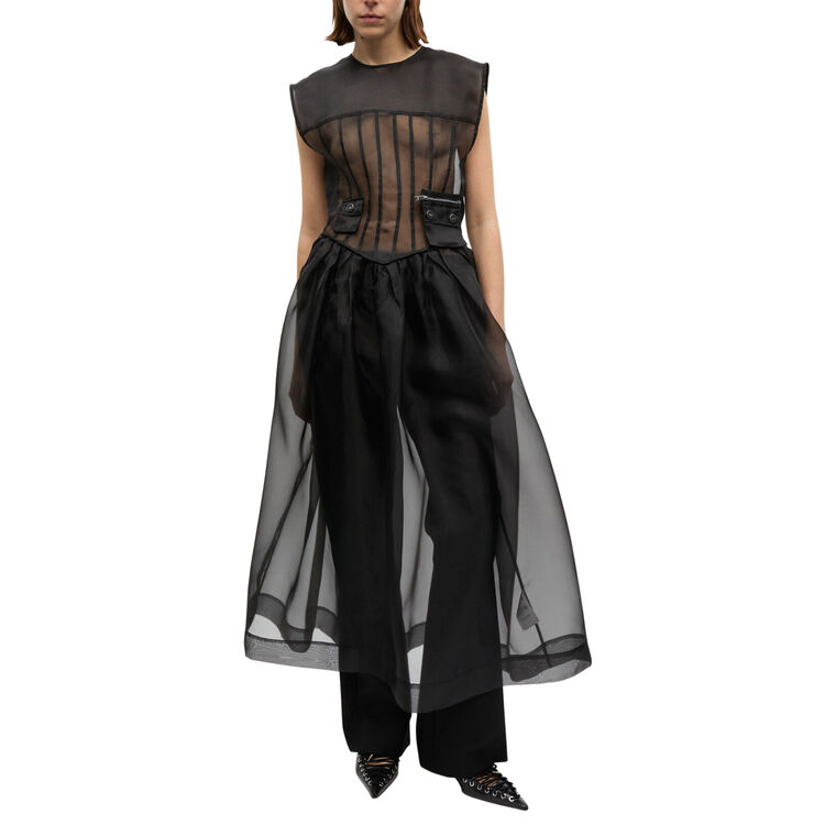 Technical Organza Corset Midi Dress image number null