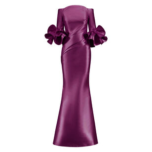 Off Shoulder Gown With Flounce Sleeve