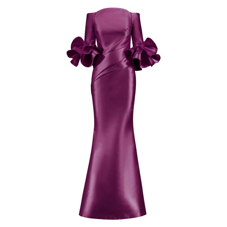 Off Shoulder Gown With Flounce Sleeve image number null