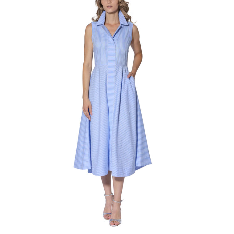 Printed Stripe Cotton Dress image number null