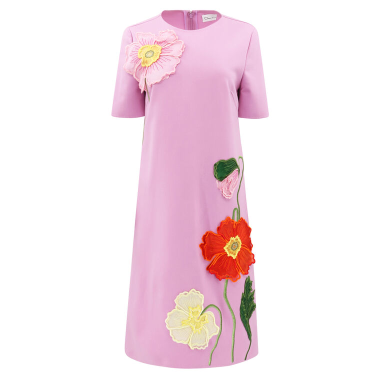 Painted Poppies Embroidered Shift Dress image number null