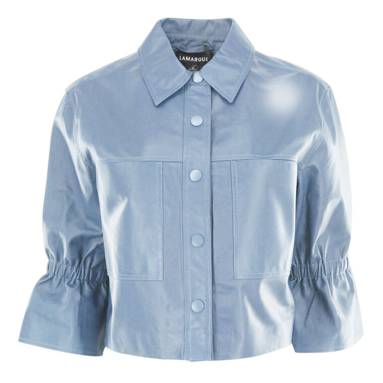 Carolina Leather Ruffle Sleeve Jacket image number null