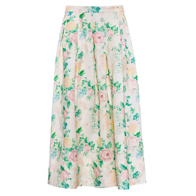 Alexis Floral Pleated Midi Skirt image number null