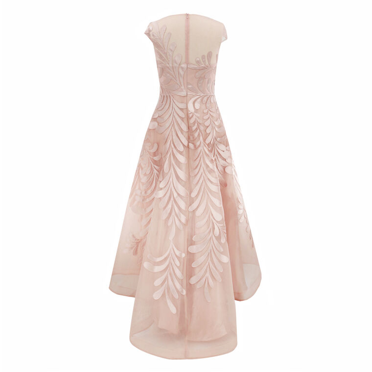 Mesh High Low Hem Dress With Mikado Floral Embroidery image number null