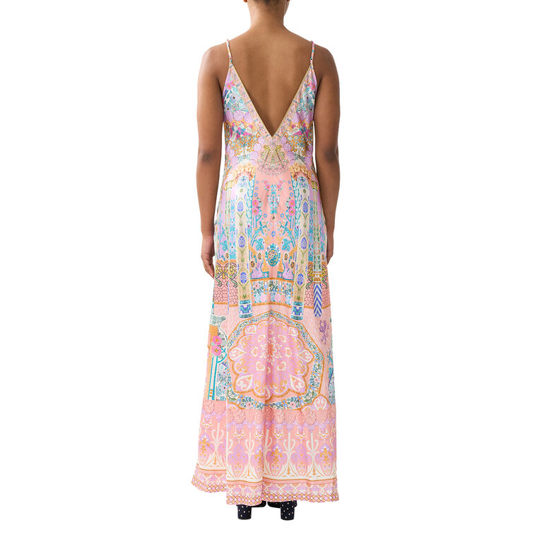 Sleeveless V-Neck Full Length Bias Slip Dress image number null