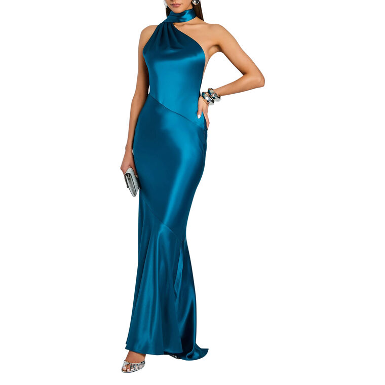 Kalsa One-Shoulder Satin Maxi Dress image number null