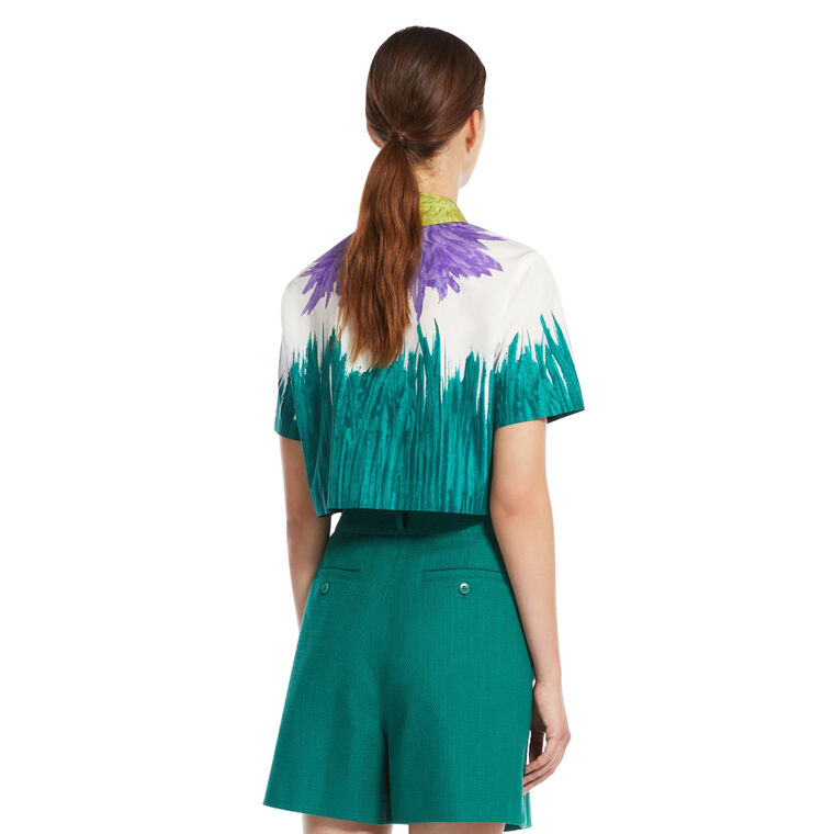 Quero Printed Cotton Cropped Top image number null