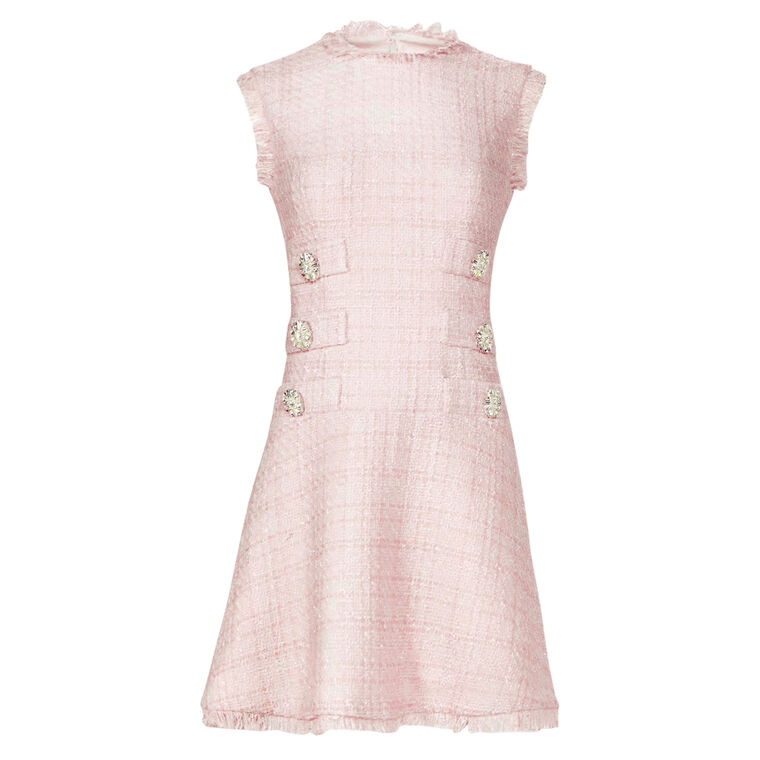 Ville Lurex Tweed Sleeveless Flounce Mini Dress image number null