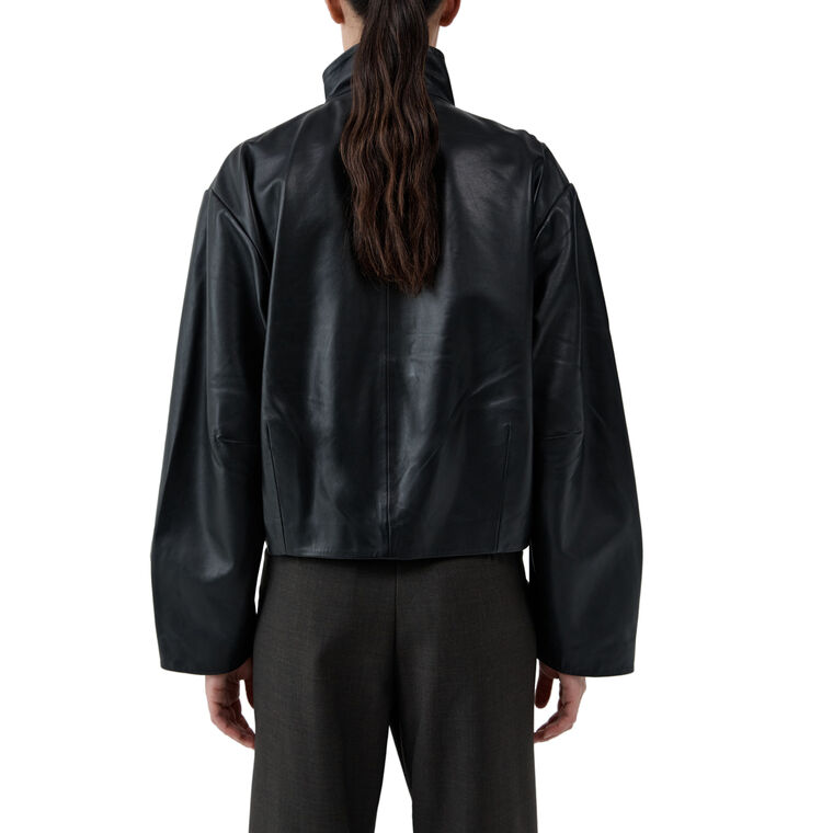 Cocoon Zip Leather Jacket image number null
