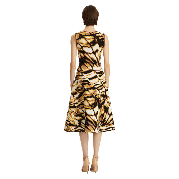 Sleeveless Butterfly Jacquard Fit And Flare Knit Midi Dress image number null