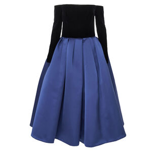 Off-The-Shoulder Combo Midi Dress