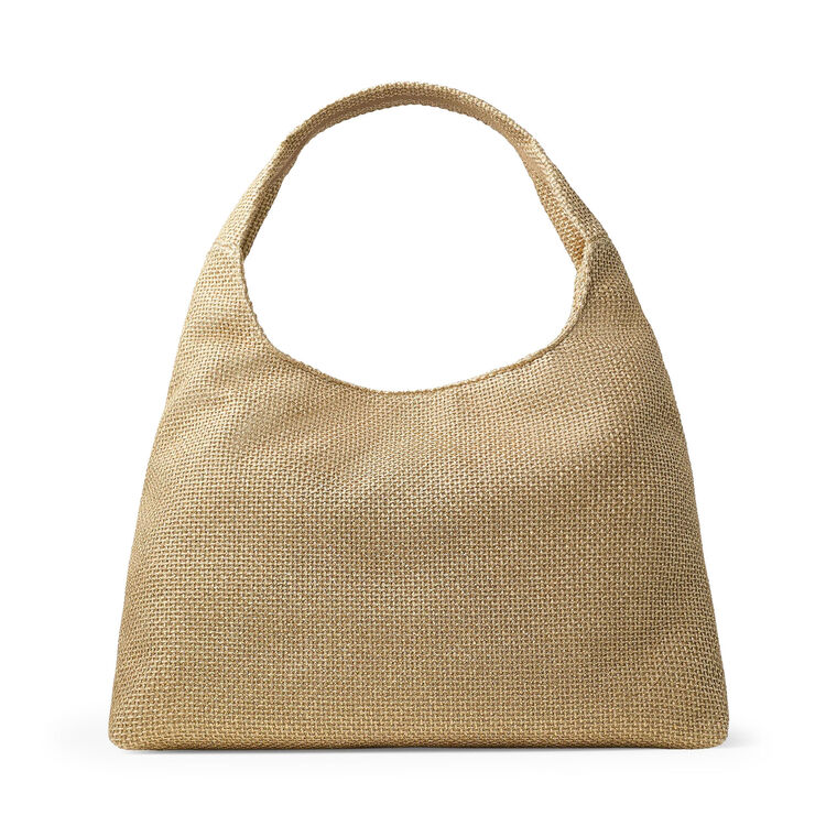 Large Metallic Raffia Shoulder Bag image number null