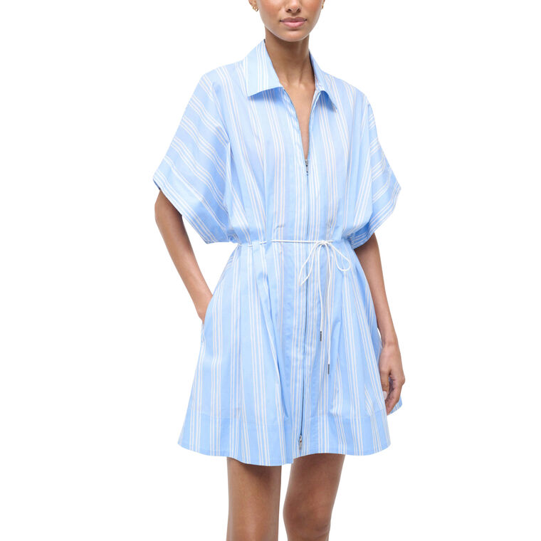 Cori Short Sleeve Striped Cotton Mini Dress image number null