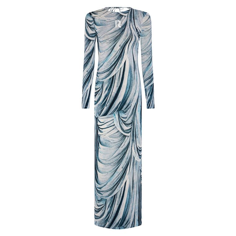Long Sleeve Second Skin Marble Maxi Dress image number null