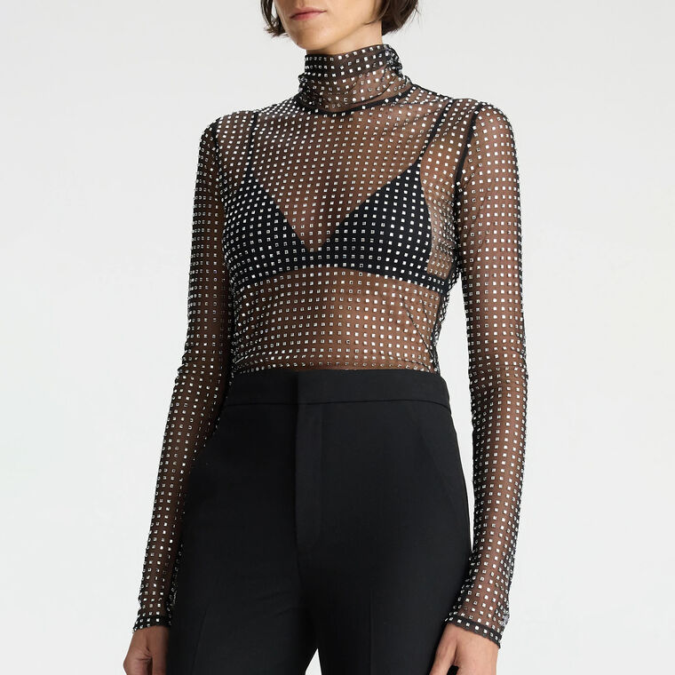 James Rhinestone Mesh Top image number null