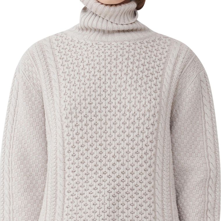 Platinum Fisherman Turtleneck Sweater With Lurex image number null