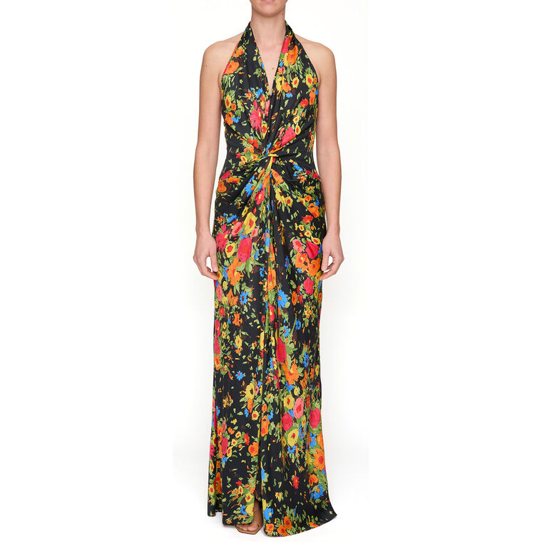Mabel Floral Satin Gown image number null