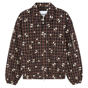 Yarn Dyed Check Flower Bomber Jacket