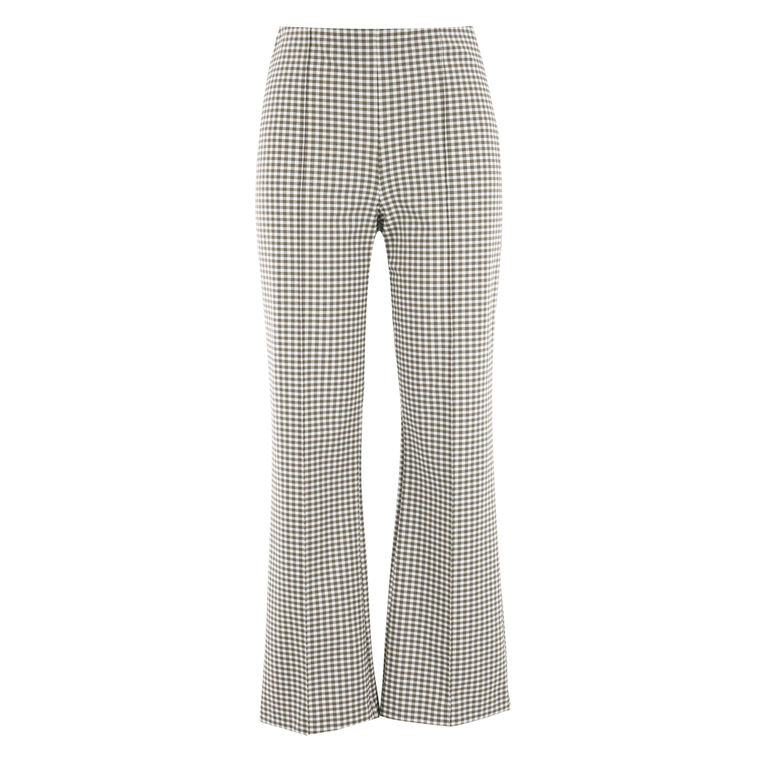 Niki Mid Rise Gingham Crop Flare Pant image number null
