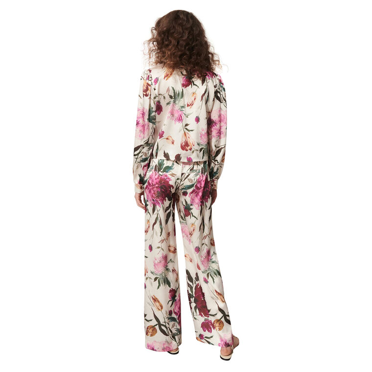Jackie Floral Print Long Sleeve Satin Top image number null