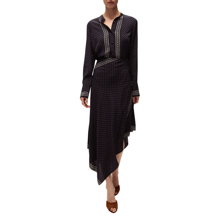 Johnson Polka Dot Stretch Silk Long Sleeve Button-Up Blouse image number null