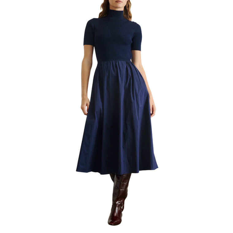 Teresa Short Sleeve Knit Turtleneck Midi Dress image number null