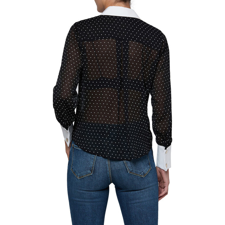 Sona Polka-Dot Poplin Collar Blouse image number null