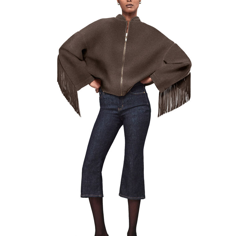 Mix Suede Fringe Coat image number null