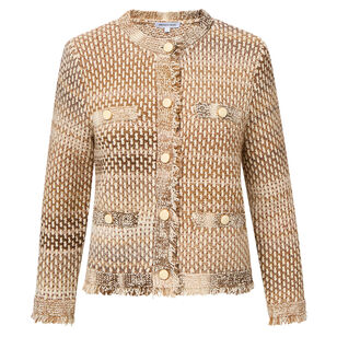 Sariyah Tweed Knit Cropped Collarless Jacket