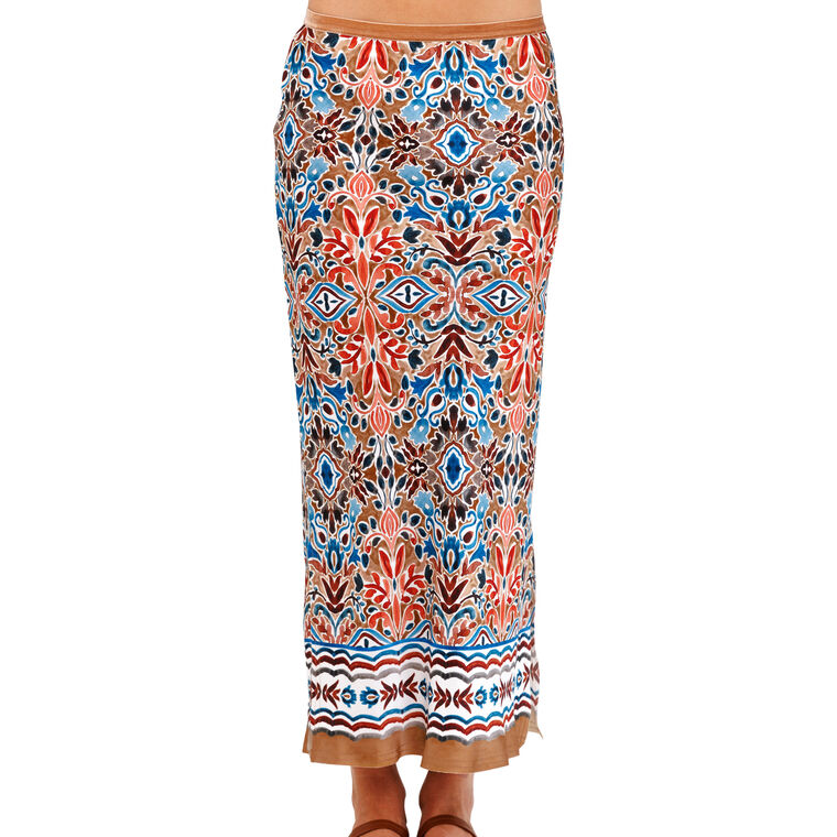 Go Long For It Silk Midi Skirt With Placed Print image number null