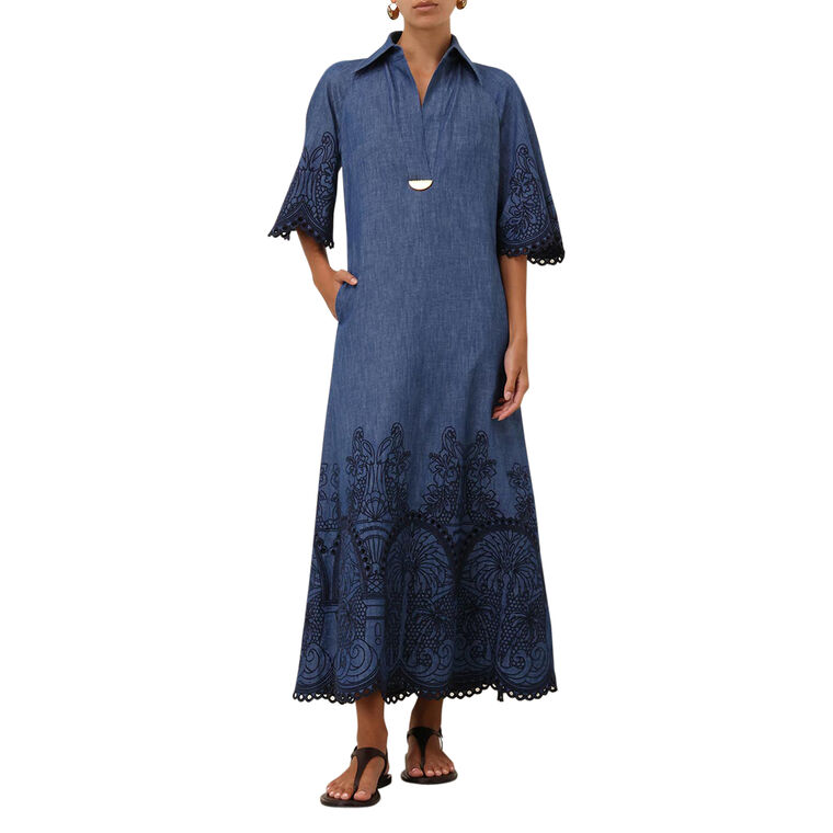 Coco Embroidered Denim Dress image number null
