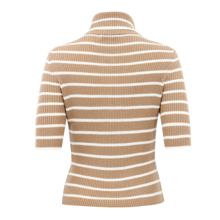 Katrina Merino Striped Turtleneck Sweater image number null