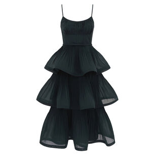Pleated Tiered Midi Dress
