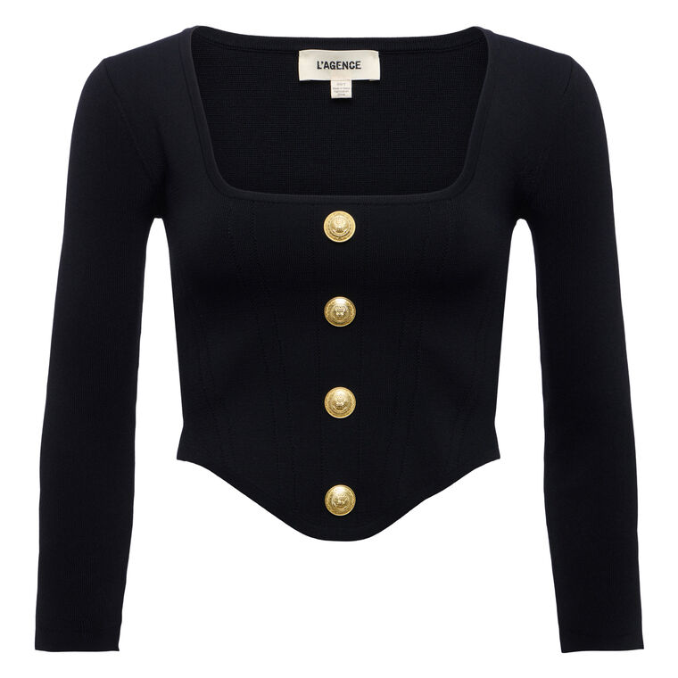 Sasha 3/4 Sleeve Knit Corset Top image number null