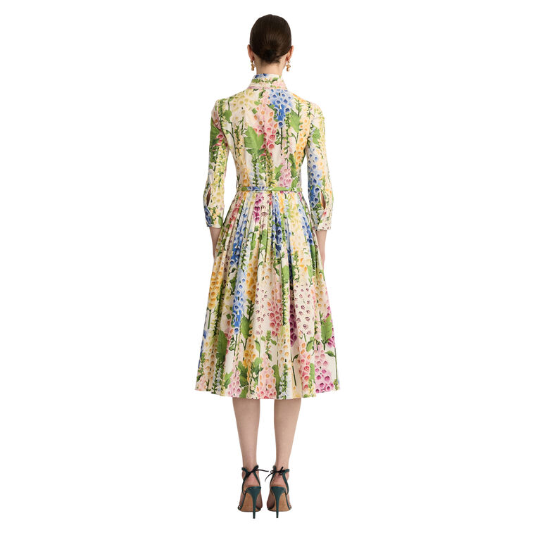 Foxglove Cotton Poplin Tie-Neck Dress image number null