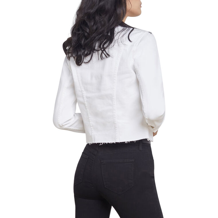Janelle Slim Raw Hem Denim Jacket image number null
