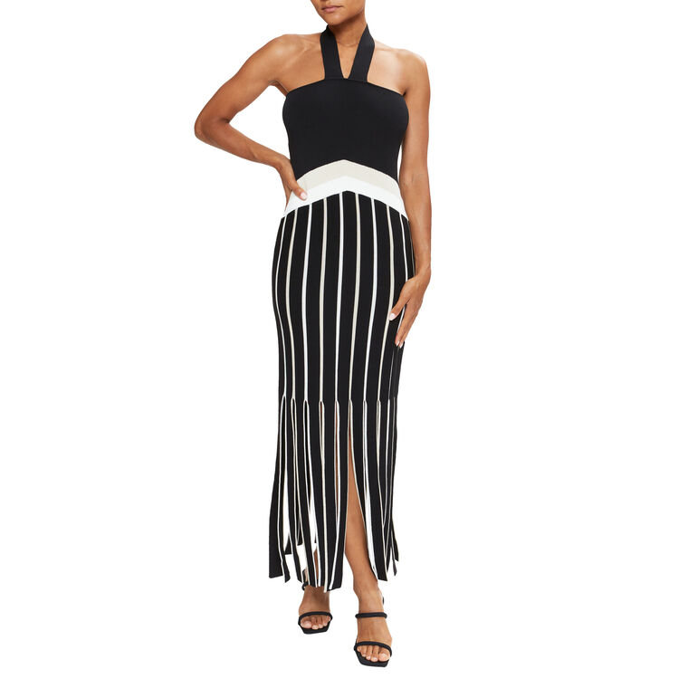 Campbell Fringe Knit Halter Dress image number null