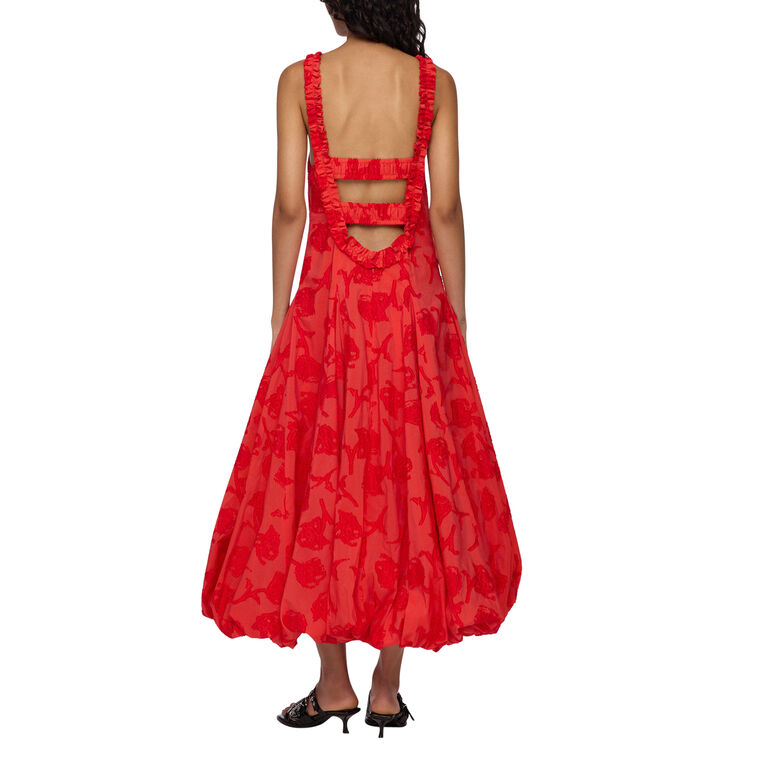 Sleeveless Fil Coupe Bubble Hem Midi Dress image number null