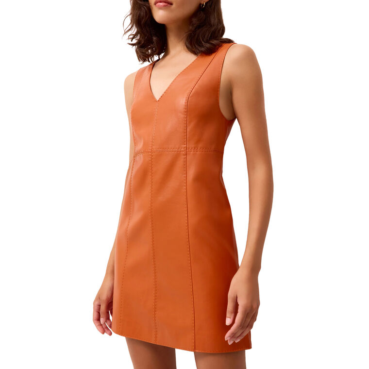 Violette Sleeveless V-Neck Vegan Leather Mini Dress image number null