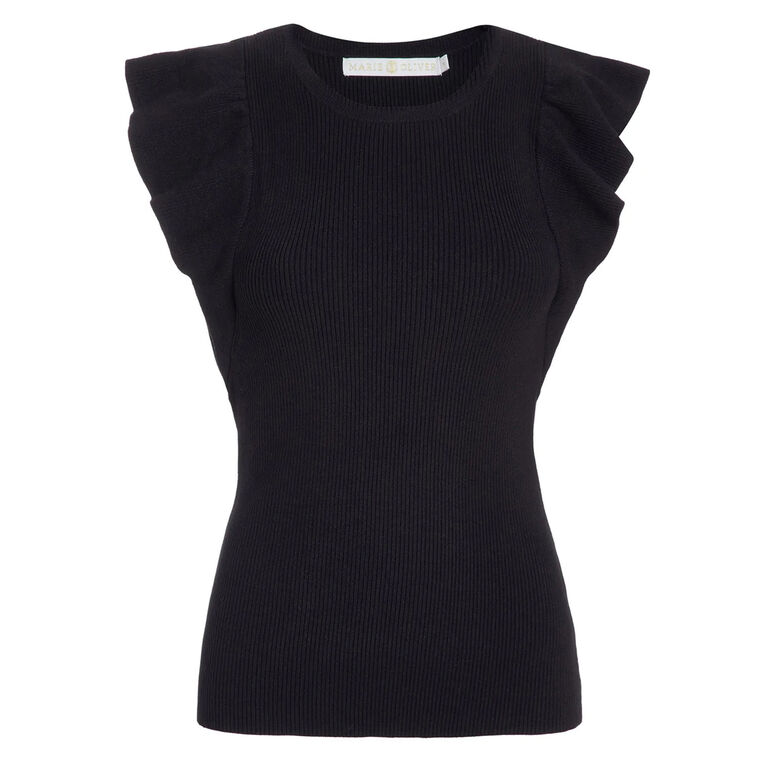 Rory Short Sleeve Rib Knit Ruffle Top image number null