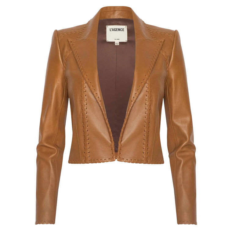 Dulcie Leather Whipstitch Blazer image number null