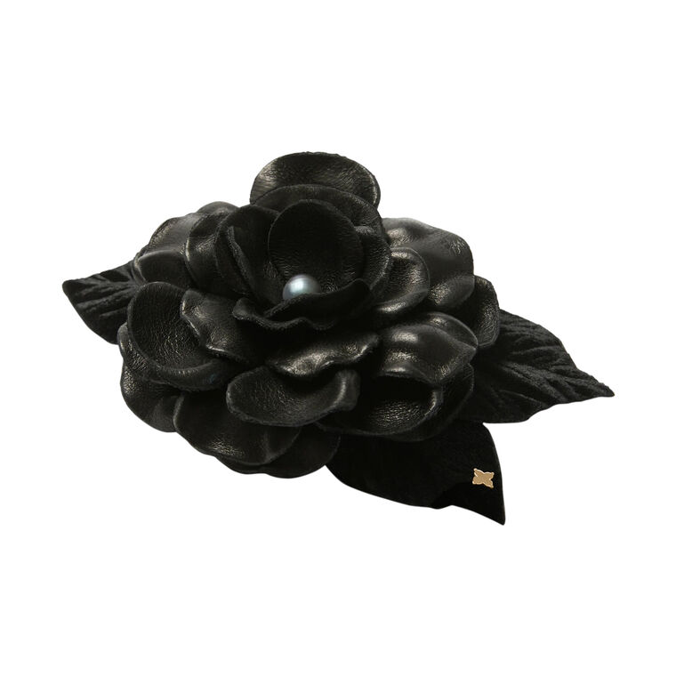 Small Leather Gardenia Brooch image number null