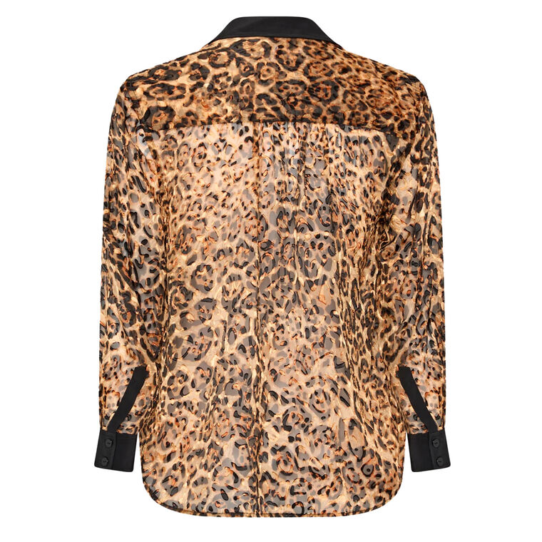 Quincy Burnout Jacquard Satin-Trim Blouse image number null