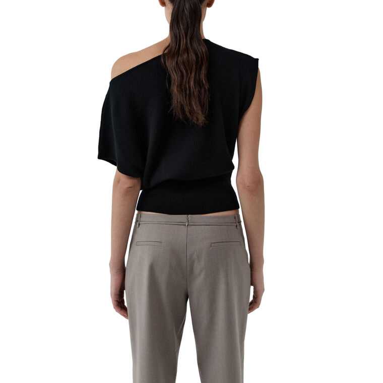 Short Sleeve Cashmere Asymmetric Top image number null
