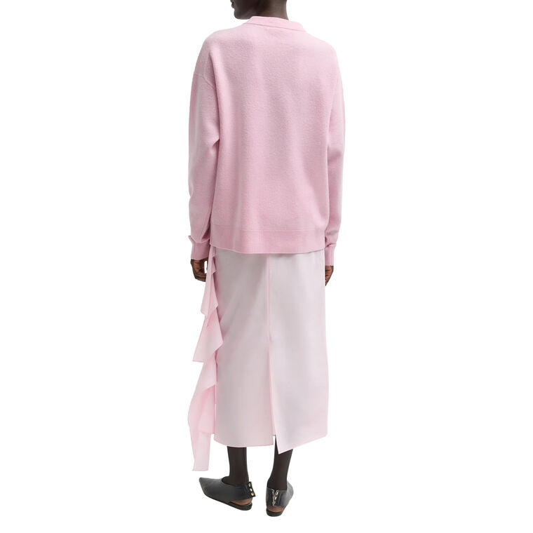 Boiled Wool Crewneck Easy Long Sleeve Pullover image number null