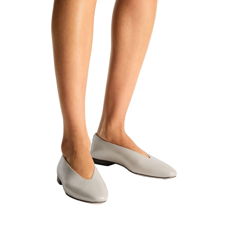 Margot Soft Shiny Biker Leather Point-Toe Ballerina Flats image number null