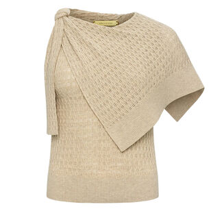 Dove Asymmetric Tie Knit Top