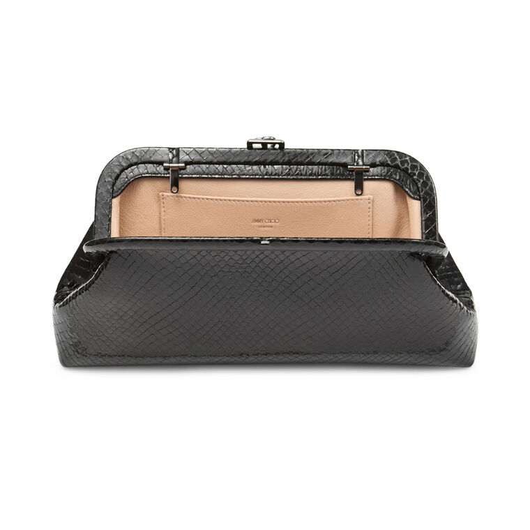 Skylar Snake Printed Leather Clutch image number null