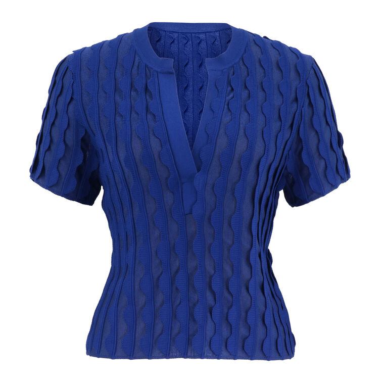 Mallorie Short Sleeve Scalloped Knit Polo Top image number null